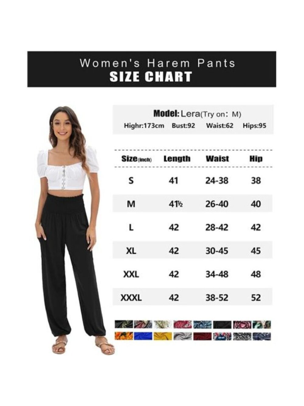Women's Harem Pants, High Waist Trouser with Pockets, Black - Picture 4 of 5
